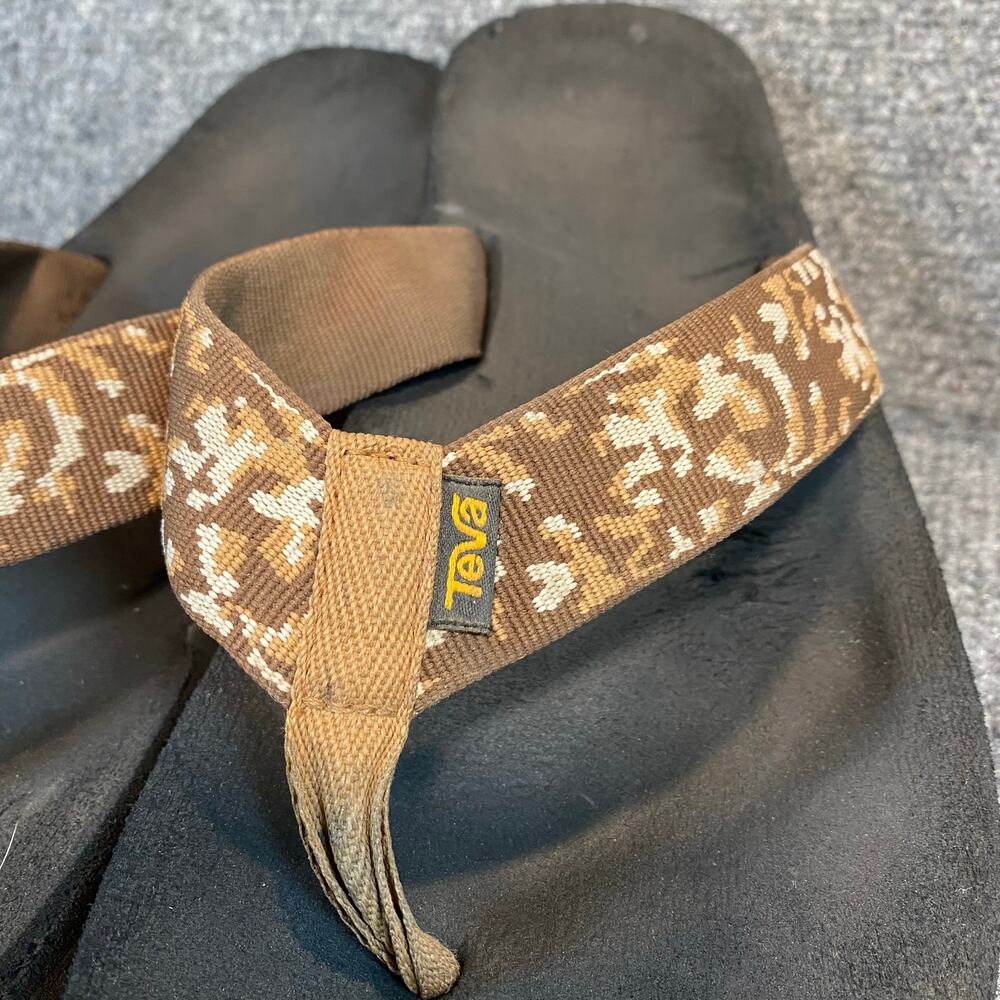 Teva Mens 12 Sandals Mush II Thong Flip Flop Sandals Brown Pattern 4168 - Picture 5 of 5